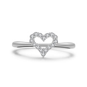 戒指纯银镂空爱心925银钻石心形少女感送女友情人节礼物