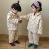 儿童夹棉家居服套装韩版洋气冬季男童女童加厚加绒纯棉宝宝睡衣