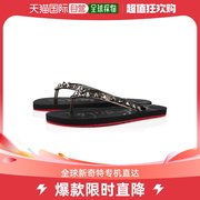 香港直邮CHRISTIAN LOUBOUTIN 女士黑色铆钉橡胶夹趾拖鞋 3210101
