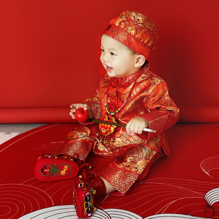男宝宝唐装礼服中式婴儿女新年喜庆抓周汉服一周岁男童过年拜年服
