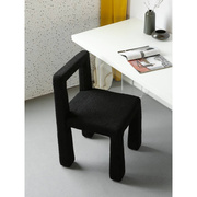 北欧轻奢餐椅家用靠背椅创意设计师椅子现代简约羊羔绒化妆椅