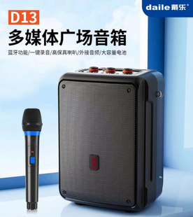 戴乐D13户外无线蓝牙大音量晨练跳舞唱歌音响超重低音炮小巧便携