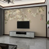 墙纸3d立体新中式花鸟电视，背景墙壁纸客厅，墙布卧室壁画影视墙壁布
