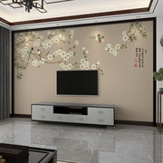 墙纸3d立体新中式花鸟电视背景墙壁纸客厅墙布卧室，壁画影视墙壁布