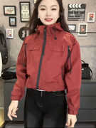 红色冲锋衣外套女春秋，薄款2024早春小个子，短款工装夹克棒球服