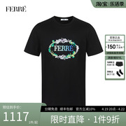 Ferre费雷男装精美刺绣图案T恤男2023夏季男士纯棉休闲短袖
