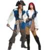 M-XL 万圣节海盗制服 男 女 情侣化妆舞会女装成人加勒比海盗服装