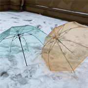 「糖果色的阴天」韩国半自动情侣森系直杆伞 拍照长柄彩透明雨伞