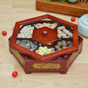 中式果盘木质糖果盒干果盒，轻奢坚果盘家用带盖零食瓜子收纳盒