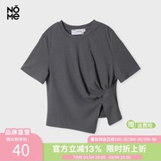 NOME诺米2023夏季女装不规则衣摆街头短袖T恤女设计感小众