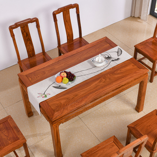 红木餐桌椅组合刺猬紫檀简约餐台花梨木实木客厅饭桌椅一桌六椅