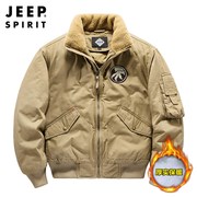 jeep吉普棉衣外套男士秋冬季加绒加厚棉服，美式复古m1飞行员夹克