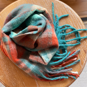 乐往原创女装房间里的浮光秋冬文艺，范保暖(范，保暖)格子条纹保暖大围巾