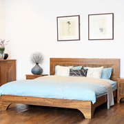 老榆木婚床现代简约主卧家具新中式1.5米1.8米实木双人床工厂