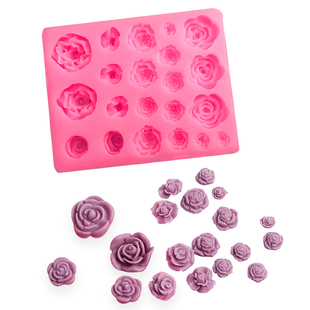 大小玫瑰21孔集合香薰石膏模石膏皂模巧克力装饰模硅胶模具