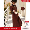 XWI/欣未新年战袍优雅复古红色连衣裙女春季假两件收腰显瘦裙子
