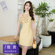yesjing原创设计新中式连衣裙改良旗袍高级质感年轻无袖裙小个子
