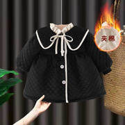 女童加厚外套2023女宝宝，秋冬装婴儿韩版保暖洋气，童装外穿棉衣