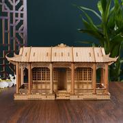 diy古建筑模型手工拼装中国风榫卯结构积木小屋木质立体拼图玩具