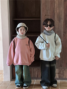 韩版男童女童卫衣2023秋冬印花休闲加绒舒适儿童，宝宝时尚上衣