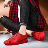 品质高端男式红色鞋子2024春季红色皮鞋百搭时尚懒人鞋板鞋