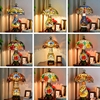 欧式复古彩色玻璃美法式田园玫瑰花蜻蜓客餐厅书房卧室床头台灯具