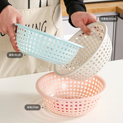 洗菜篮塑料圆形家用厨房大号，蔬菜沥水篮，三件套镂空水果盆配货筐子