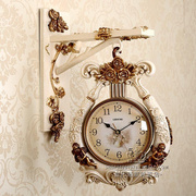 欧式双面挂钟客厅创意静音，轻奢钟表现代复古美式时尚家用时钟装饰