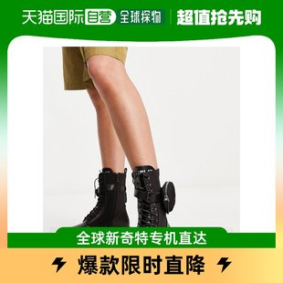 香港直邮潮奢replay女士粗跟绑带靴子(黑色)