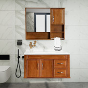 法蒽莎简欧中式橡木浴室柜组合卫生间，陶瓷洗手盆洗脸池实木卫浴柜