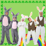 动物服装儿童兔子衣服，小白兔演出服卡通人物服饰，万圣节表演服亲子