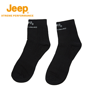 jeep吉普夏季百搭薄款袜子，男士中筒袜运动健身吸汗纯棉平板长袜男