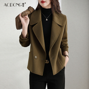 双面羊绒大衣女短款韩版显瘦羊毛，呢子小个子西装，领羊毛外套秋