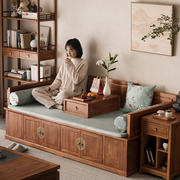 新中式老榆木罗汉床实木，中式小户型仿古储物沙发床榻箱体榫卯家具