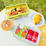 野餐户外手提加厚保鲜盒自带冰盒移动小冰箱便当盒水果盒便携外出