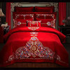 安琪尔家纺2020婚庆，结婚用大红床单被罩四件套喜结连理