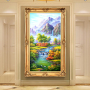 纯手绘风景油画欧式过道玄关装饰画客厅走廊挂画有框画 福鹤赐宝