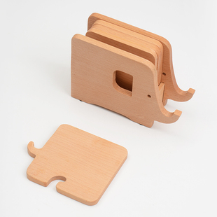 oakliving大象实木餐垫防烫隔热垫锅垫杯垫手机支架创意小象茶垫