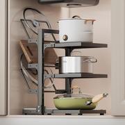 厨房置物架家用多功能橱柜下水槽，锅具分层放锅架多层锅盖收纳架子