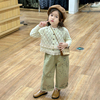 儿童韩版洋气流苏毛衣春装女童，针织开衫外套时尚涂鸦直筒裤子