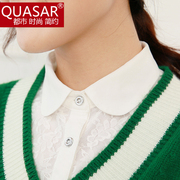 quasar春秋衬衫双层蕾丝雪纺，假领子女冬季百搭韩版秋季衬衣领