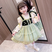 女童秋冬连衣裙韩版女孩，洋气洛丽塔公主裙中小童长袖，假两件蛋糕裙