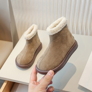 宝宝羊羔绒短靴加厚保暖雪地，靴女童2023冬季中大童复古时尚棉靴子