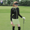 秋冬zg6高尔夫女装球服装，女球衣运动套装显瘦黑色，外套豆绿网球裙