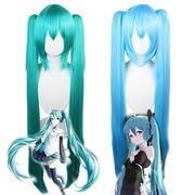 初音cos假发初音未来miku动漫角色假发蓝色虎口，夹双马尾长直发