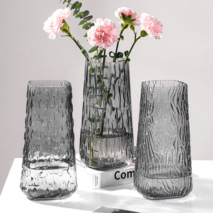 两件套创意玻璃花瓶，透明大号水养鲜花玫瑰，富贵竹花瓶客厅摆件