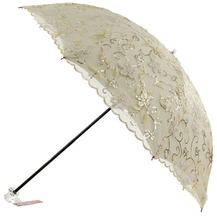 红叶防紫外线二折黑胶，防晒太阳伞遮阳伞，立体蕾丝刺绣伞晴雨伞