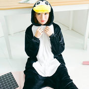 企鹅法兰绒可爱连体睡衣服，动物冬天卡通，红色秋情侣演出服cosplay