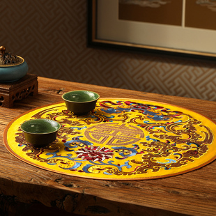 中式刺绣餐垫布艺餐垫隔热防水防滑家用高档餐桌茶杯子垫盘子碗垫