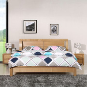 水曲柳纯实木双人床 简约现代1.5 米1.8米卧室实木硬板床